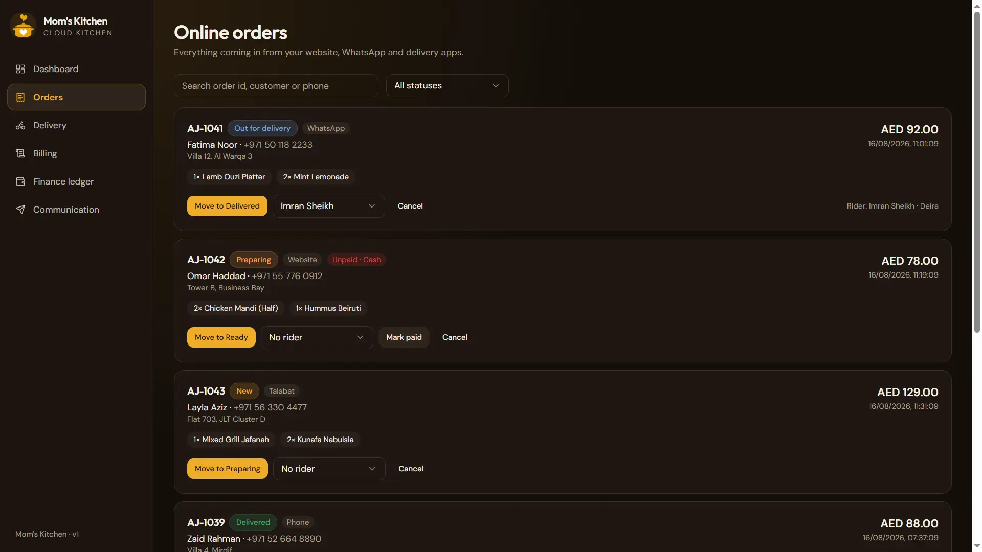 Mom's Kitchen Order Workflow